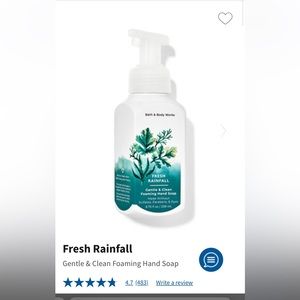 NWT Bath & Body Works fresh rainfall foaming hand soap